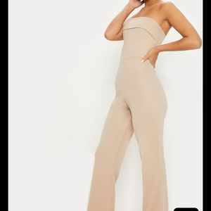 Stone Bandeau Fold Detail Jumpsuit
